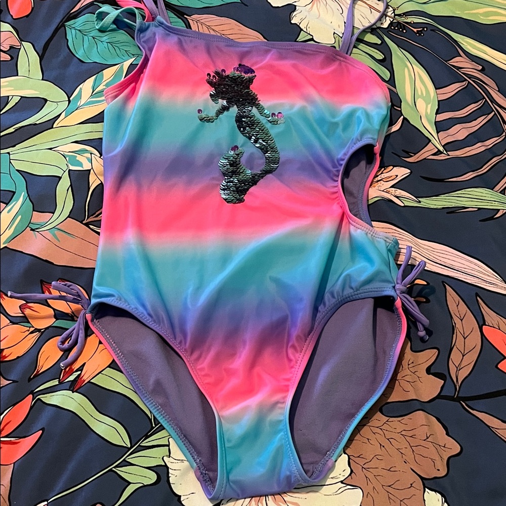 Colorful Kids Swimwear with Sequin mermaid